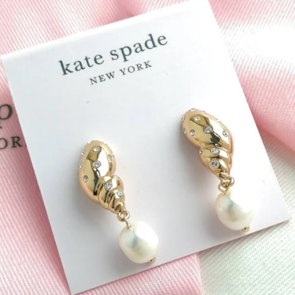 kate spade Jewelry - Kate Spade earrings gold pearl crystal earrings